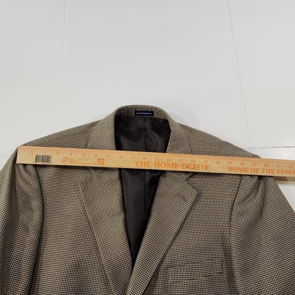 Stafford Essintials Mens Two Button Blazer Brown Sport Coat Suit Jacket Size 44L - Picture 10 of 12
